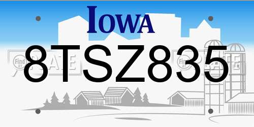 8TSZ835 Iowa License Plate