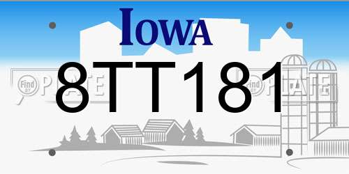 8TT181 Iowa License Plate