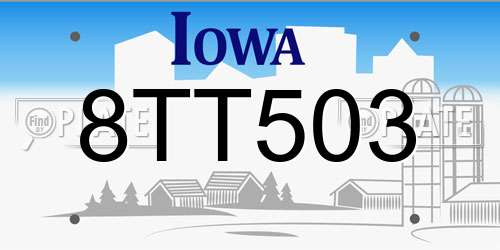 8TT503 Iowa License Plate