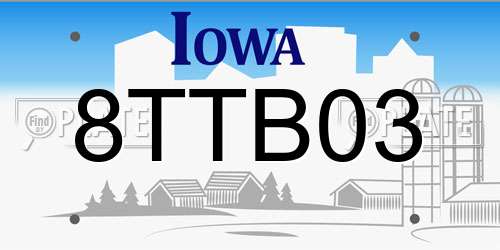 8TTB03 Iowa License Plate
