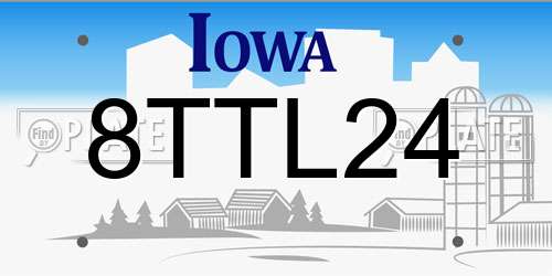 8TTL24 Iowa License Plate