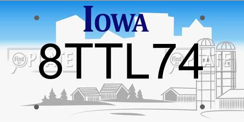 8TTL74 Iowa License Plate