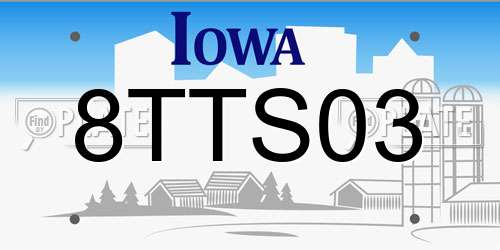 8TTS03 Iowa License Plate