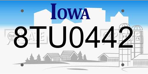 8TU0442 Iowa License Plate