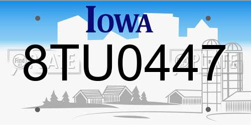 8TU0447 Iowa License Plate
