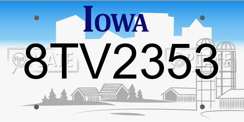 8TV2353 Iowa License Plate