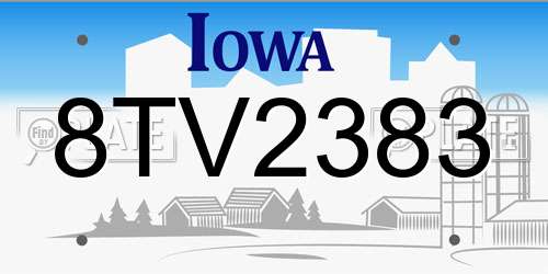8TV2383 Iowa License Plate