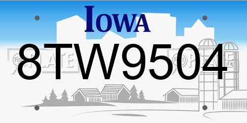 8TW9504 Iowa License Plate