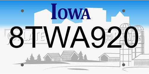 8TWA920 Iowa License Plate