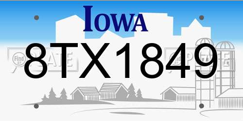 8TX1849 Iowa License Plate