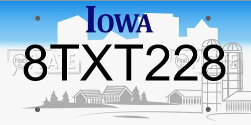 8TXT228 Iowa License Plate