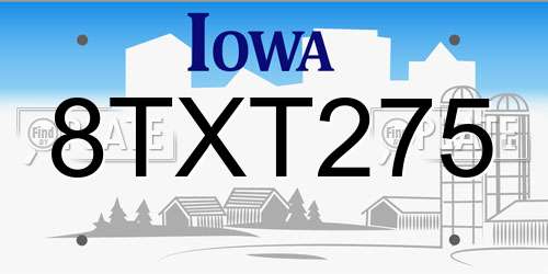 8TXT275 Iowa License Plate
