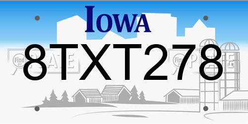 8TXT278 Iowa License Plate