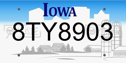 8TY8903 Iowa License Plate
