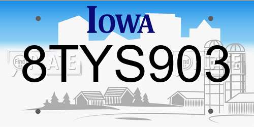 8TYS903 Iowa License Plate