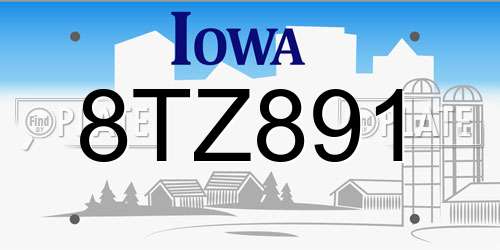 8TZ891 Iowa License Plate