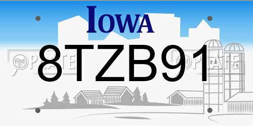 8TZB91 Iowa License Plate