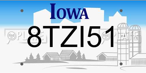 8TZI51 Iowa License Plate