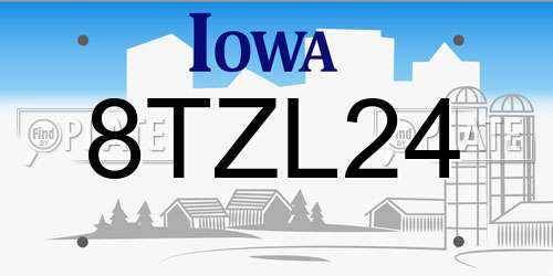 8TZL24 Iowa License Plate