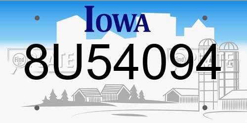 8U54094 Iowa License Plate