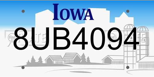 8UB4094 Iowa License Plate