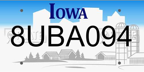 8UBA094 Iowa License Plate