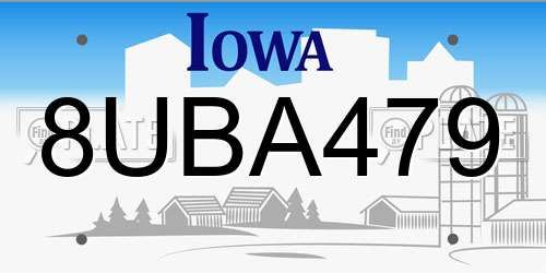 8UBA479 Iowa License Plate