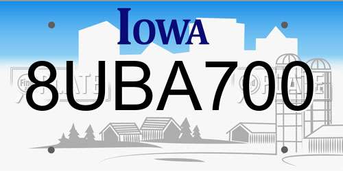8UBA700 Iowa License Plate