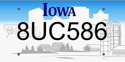 8UC586 Iowa License Plate