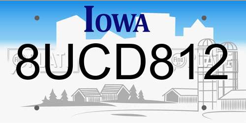 8UCD812 Iowa License Plate