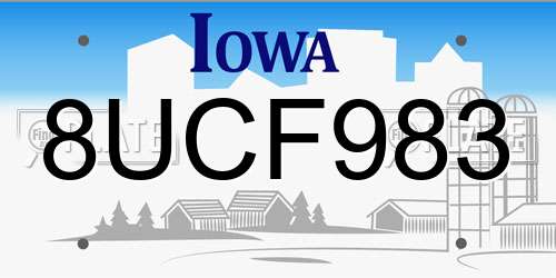 8UCF983 Iowa License Plate
