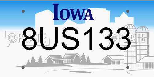8US133 Iowa License Plate