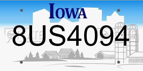 8US4094 Iowa License Plate
