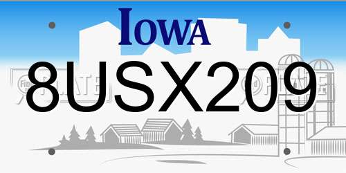 8USX209 Iowa License Plate