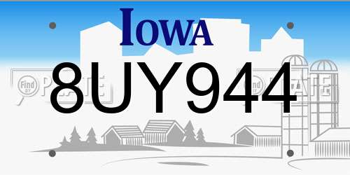 8UY944 Iowa License Plate