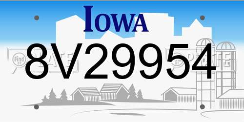 8V29954 Iowa License Plate