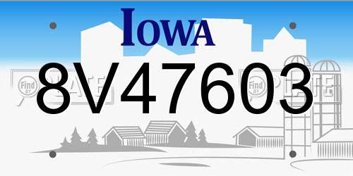 8V47603 Iowa License Plate