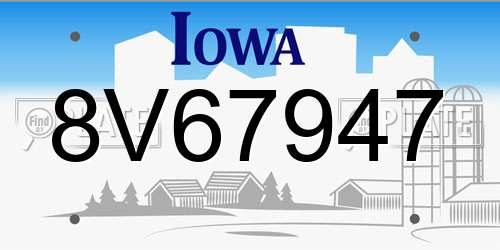 8V67947 Iowa License Plate