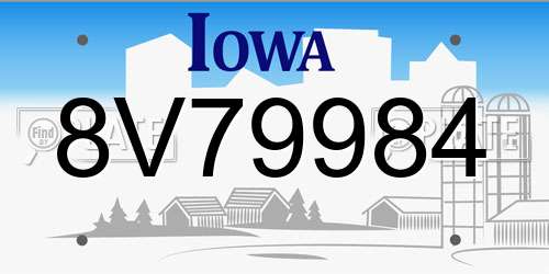 8V79984 Iowa License Plate