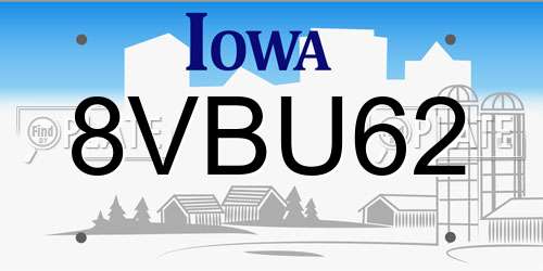 8VBU62 Iowa License Plate