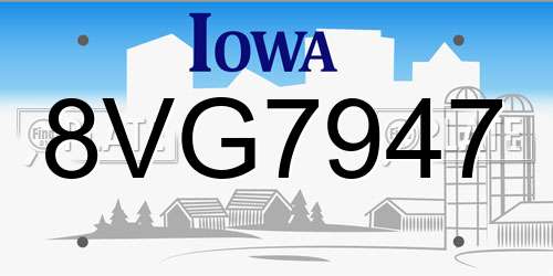 8VG7947 Iowa License Plate