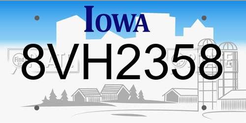 8VH2358 Iowa License Plate