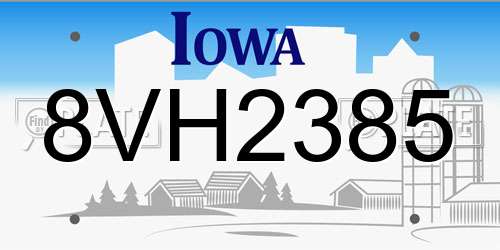 8VH2385 Iowa License Plate