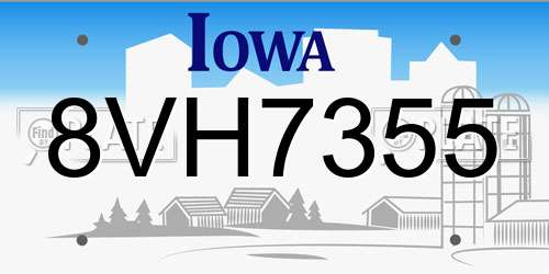 8VH7355 Iowa License Plate