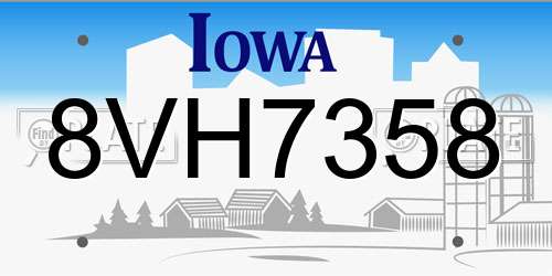 8VH7358 Iowa License Plate