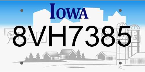 8VH7385 Iowa License Plate