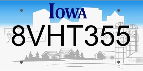 8VHT355 Iowa License Plate