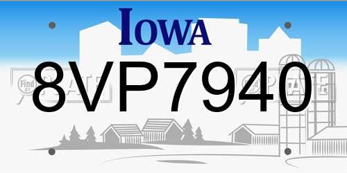 8VP7940 Iowa License Plate