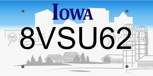 8VSU62 Iowa License Plate