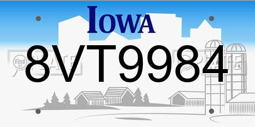 8VT9984 Iowa License Plate